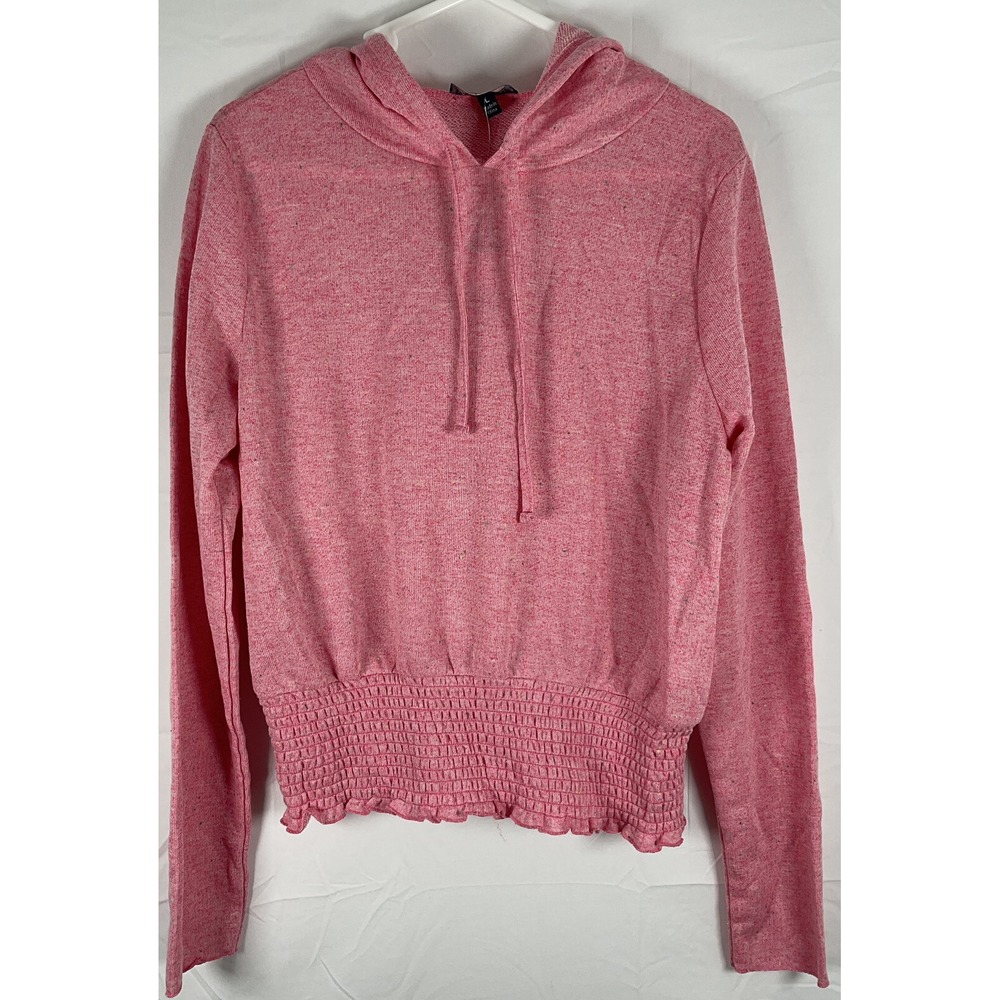 NWT Freshman 1996 Soft Brights‎ Pink Confetti Smocked Lightweight Hoodie Large
